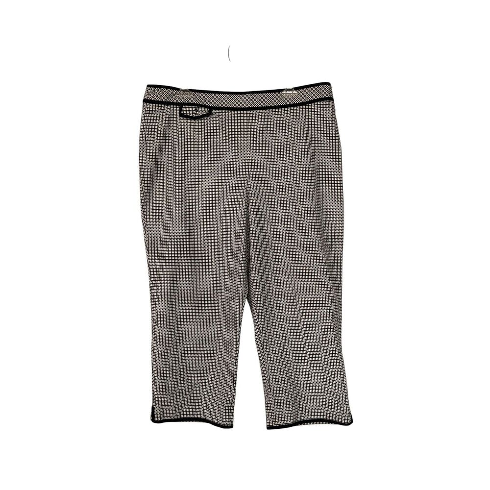 Talbots Stretch Black White Geometric Capri Pants Women’s Size 16 Cotton